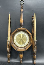 Turner Wood Wall Clock With Candle Holders