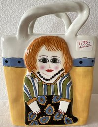 Vintage Abby Susan Paley Ceramic Vase By Ganz - 6.5in Tall