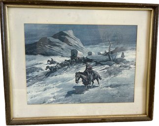 Vintage Western Cowboy Print Lloyd Harting (1901 - 1974) 12 H X 15 W