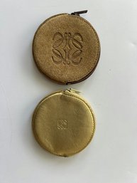 Loewe Anagram Embossed Suede Leather Lippered Mini Coin Purse & One Embossed Gold  Mini Leather