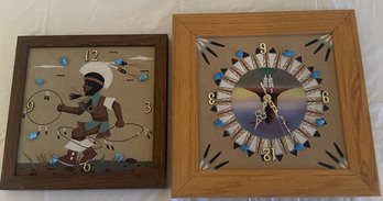 (2) Sand Art Clock, Monument Valley Johnson - 13x13in And 16x16in