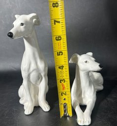 A Pair Of Vintage Porcelain Greyhound Dogs Figurines - Import From Japan