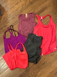 Lot Of 5 Women's Workout Tank Tops, Alo, Calia And Under Armour Brand