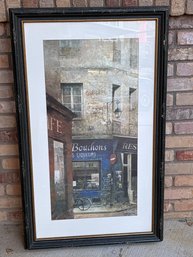 Framed French Street Scene Print: Black & Gold Frame, Size: 24.5x41'