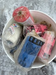 Bucket Of Vetrap Bandaging Tape Rolls In Assorted Colors