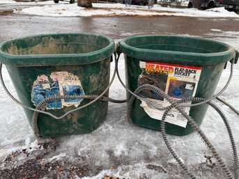 Green Heated Flat-Back Buckets With Electrical Cords