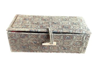Fabric-Covered Rectangular Box With Decorative Bead