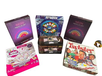Vintage Board Games And Neon LED Lights Collection