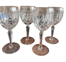 Cut Crystal Wine Glasses With Crosshatch Fan Pattern Set