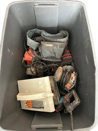 Power Tools And Accessories In Storage Bin