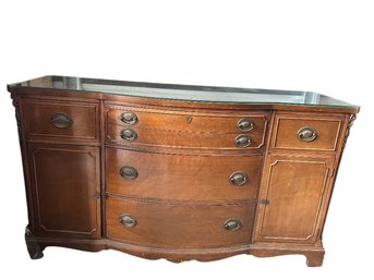 Mahogany Serpentine Sideboard With Brass Hardware And Ball Feet