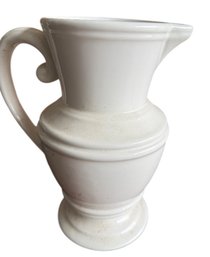White Ceramic Decorative Urn Pitcher With Pedestal Base