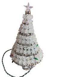 Vintage Plastic Bead Christmas Tree With Electric Lights