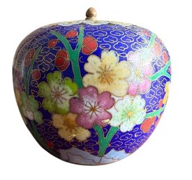 Cloisonné Enamel Ginger Jar With Floral Decoration