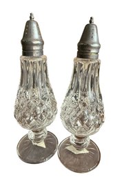 Pair Of Shannon Cut Glass Salt And Pepper Shakers