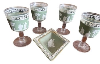 Wedgwood  Jasper-ware Stemware Set With Pin Tray