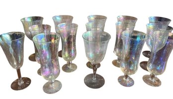 Iridescent Footed Glassware Goblets And Cordials