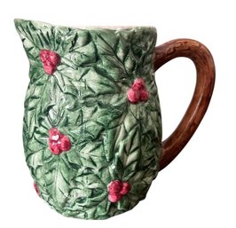 Ceramic Pitcher With Raspberry And Leaf Design