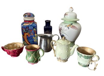 Miniature Decorative Ceramics And Metal Collection Set