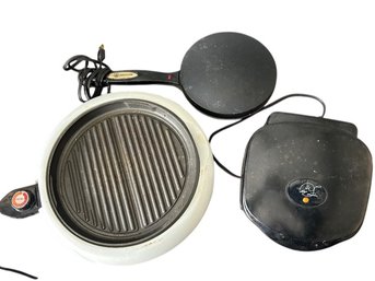 Lot Of Three Electric Griddles And Contact Grill