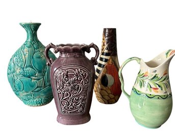Four Decorative Vases And Pitchers, Various Styles