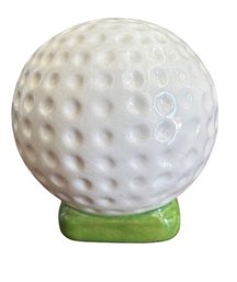Ceramic Golf Ball Coin Bank With Green Tee Base