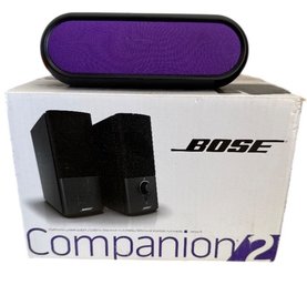 IWorld Portable Bluetooth Speaker Purple Fabric With Bose Companion 2 Box