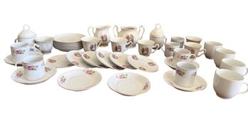 Mixed Porcelain China Collection With Floral Decoration