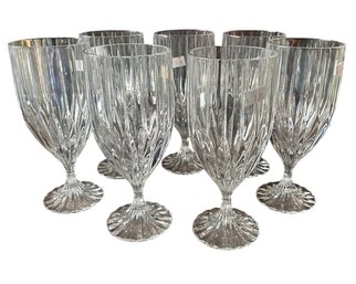 Cut Crystal Stemmed Water Goblets With Vertical Panel Design