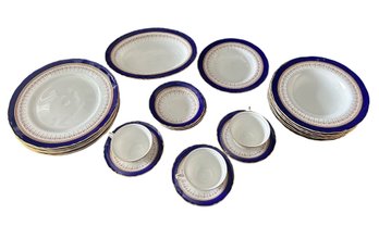 Royal Worcester Regency Blue Porcelain Bone China Dinnerware Service