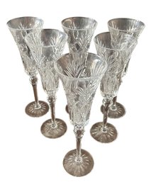 Cut Crystal Champagne Flutes With Pinwheel And Fan Pattern