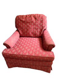 Upholstered Club Chair With Coral Patterned Fabric