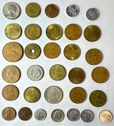 Collection Lot Of US & Korean Coins, 1, 5, 10, 100 Cents And More