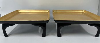 (2) Large Lacquered Serving Trays