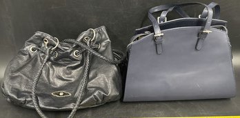 (Two) Black Leather Handbags, Natural Leather Made In Italy