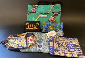(6) Hawaiian/beach-Themed Tote Bag And Pouches