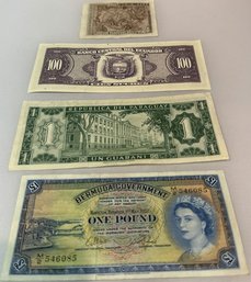 Banknotes: Ecuador, Paraguay, Bermuda (100 Sucre, 1 Guarani, & More)