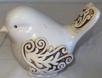 Ceramic Predominantly White Bird Figurine - 5in