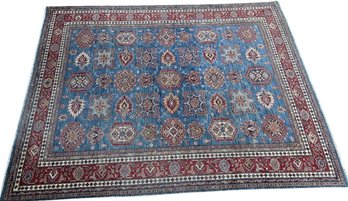Geometric Blue And Red Area Rug 10'x8'