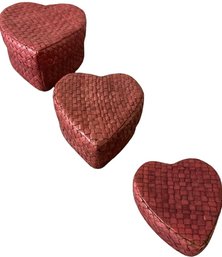 Three Heart Shaped Woven Boxes