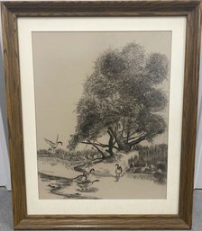 Framed Geese Artwork (Artist Unknown) 25.25x31