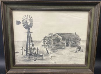 Rural Scene Framed Artwork Signed By Artist Jenni (19x15)