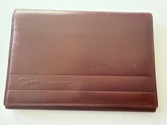 Longchamp Merlot Trifold Wallet With ID Sleeve - 5.5' Length And 4' Height