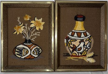 Pair Of Framed Needlepoint Artworks - 8Lx6W