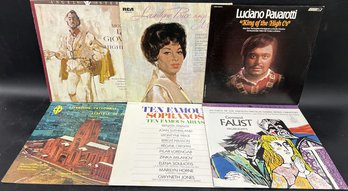 (6) Vinyl Records, Luciano Pavarotti, Mozart Don Giovanni, Gounod Faust Highlights And More