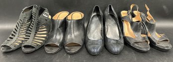 (4) Black Women's Sandals Heels, Franco Sarto, Sofft, Vince Camuto -  Size 10.5-11