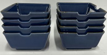 Set Of 8 Blue Ceramic Bowls