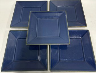 Set Of Blue Ceramic Dinner Plates (small And In Large Size)