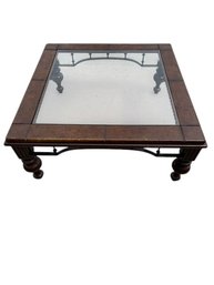 Square Wood & Glass Coffee Table - 40x40x18