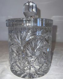 Crystal Biscuit Or Cookie Jar With Lid, 5in Tall